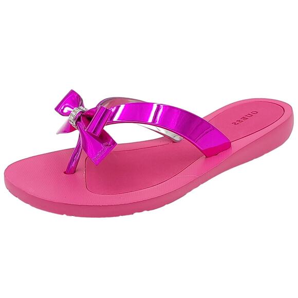 GUESS Women Tutu9 Embellished Bow Flip Flop Thong Sandals US 6M Dark Pink - Picture 1 of 5